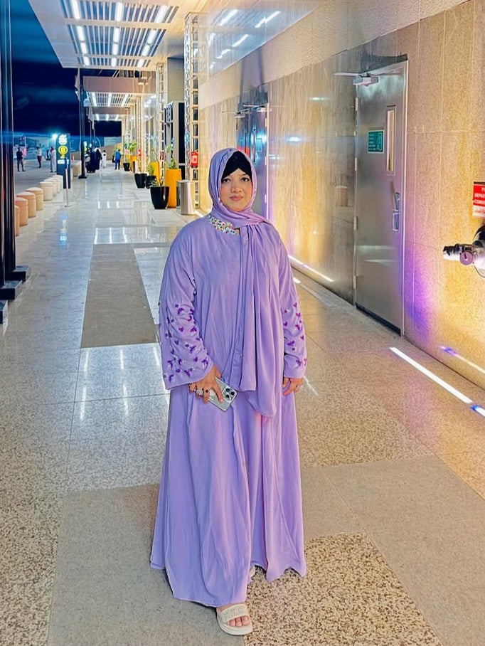 Lilac - Raya Embellished Abaya Set