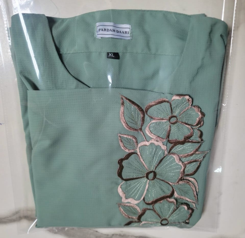 Sage Green - Flora Embroidered Abaya