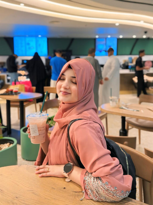 T- Pink Sitara Embellished Abaya Set