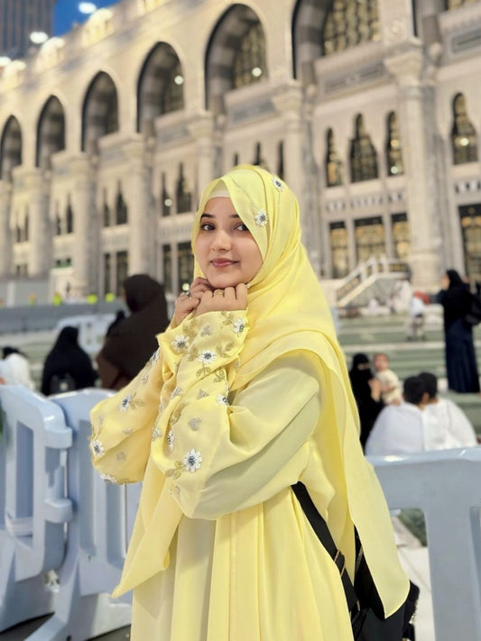 Butter Yellow - Raya Embellished Abaya Set