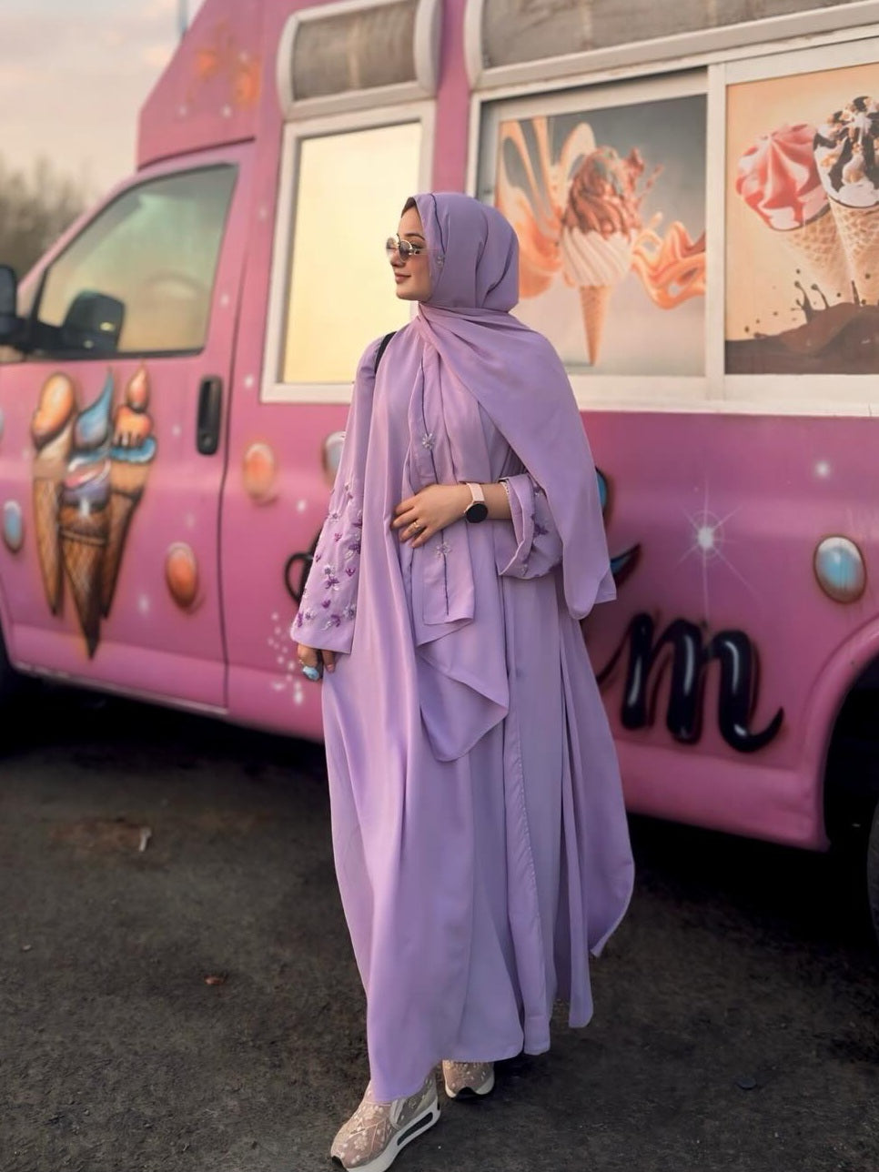 Lilac - Raya Embellished Abaya Set