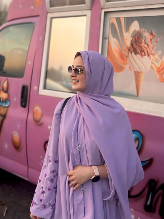 Lilac - Raya Embellished Abaya Set