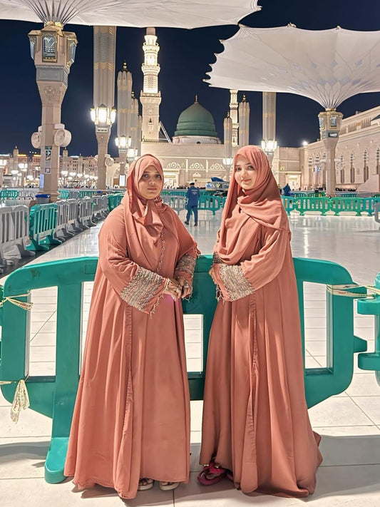 T- Pink Sitara Embellished Abaya Set