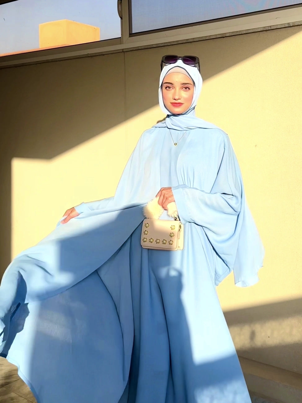 Ice Blue - Four Piece Abaya Set