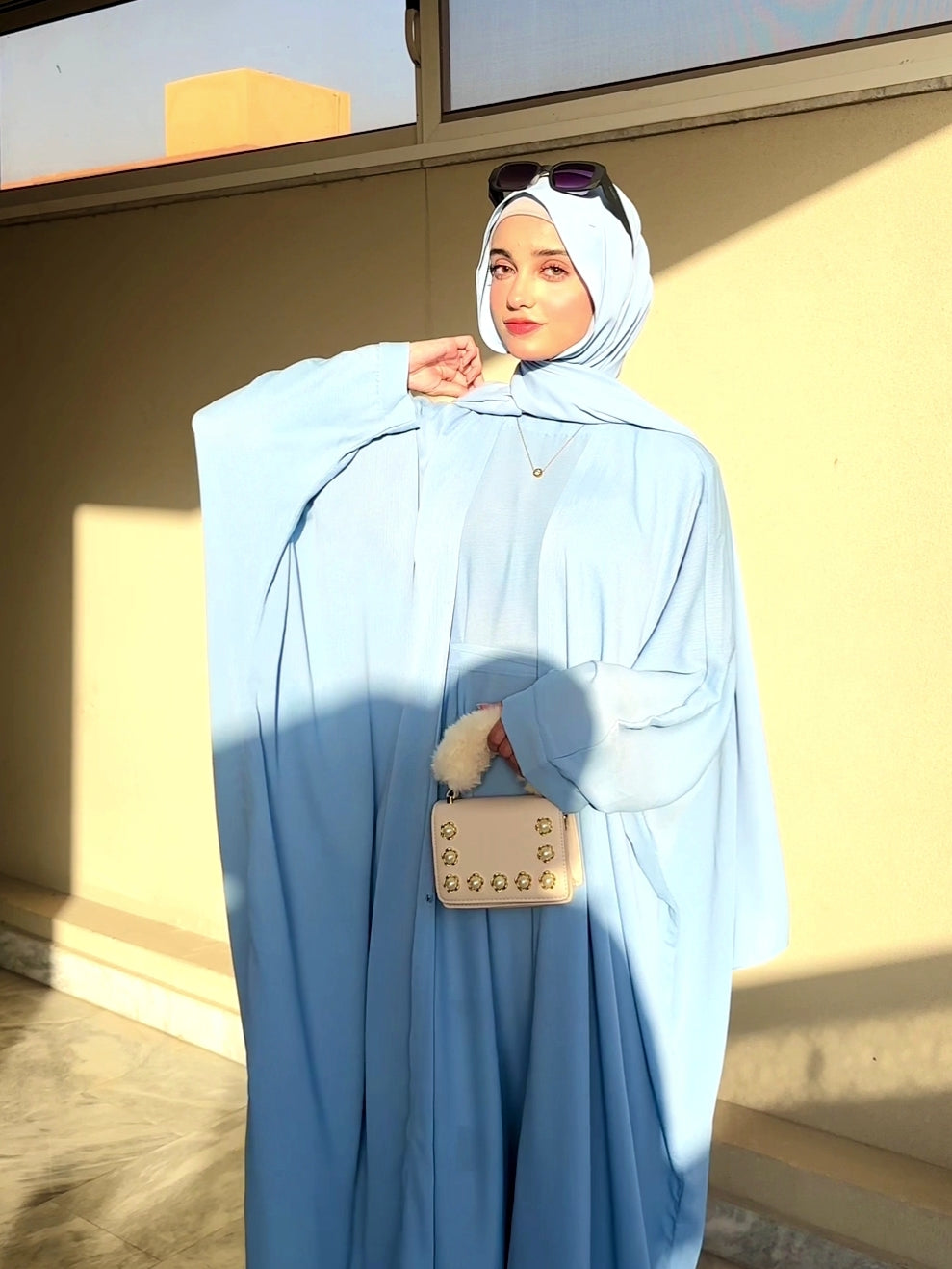 Ice Blue - Four Piece Abaya Set