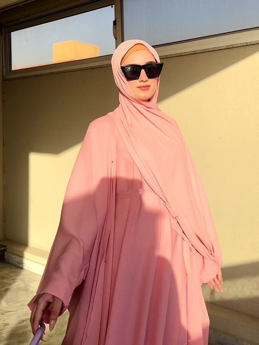 Soft Pink - Four Piece Abaya Set