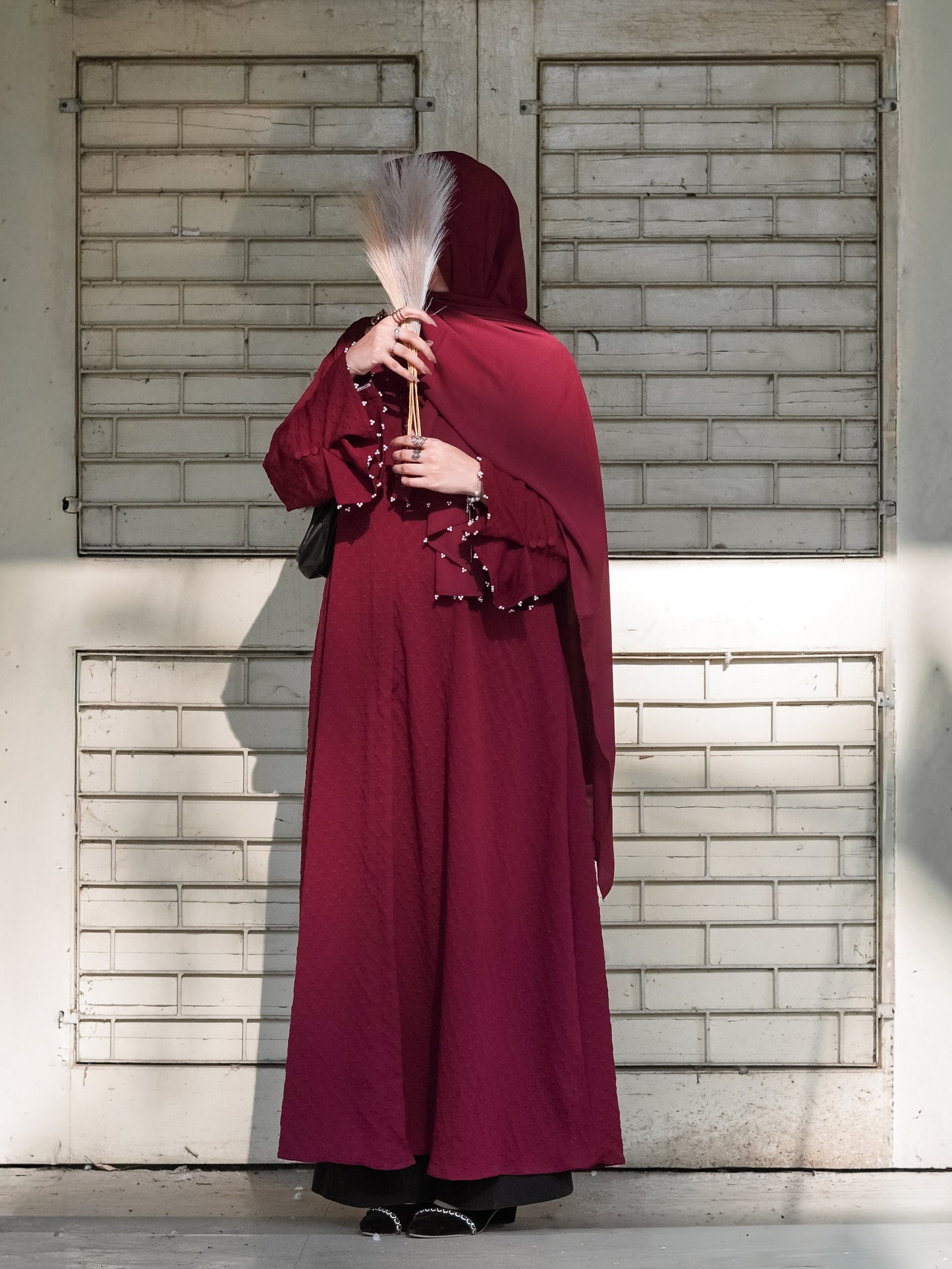 Maroon - Textured Abaya