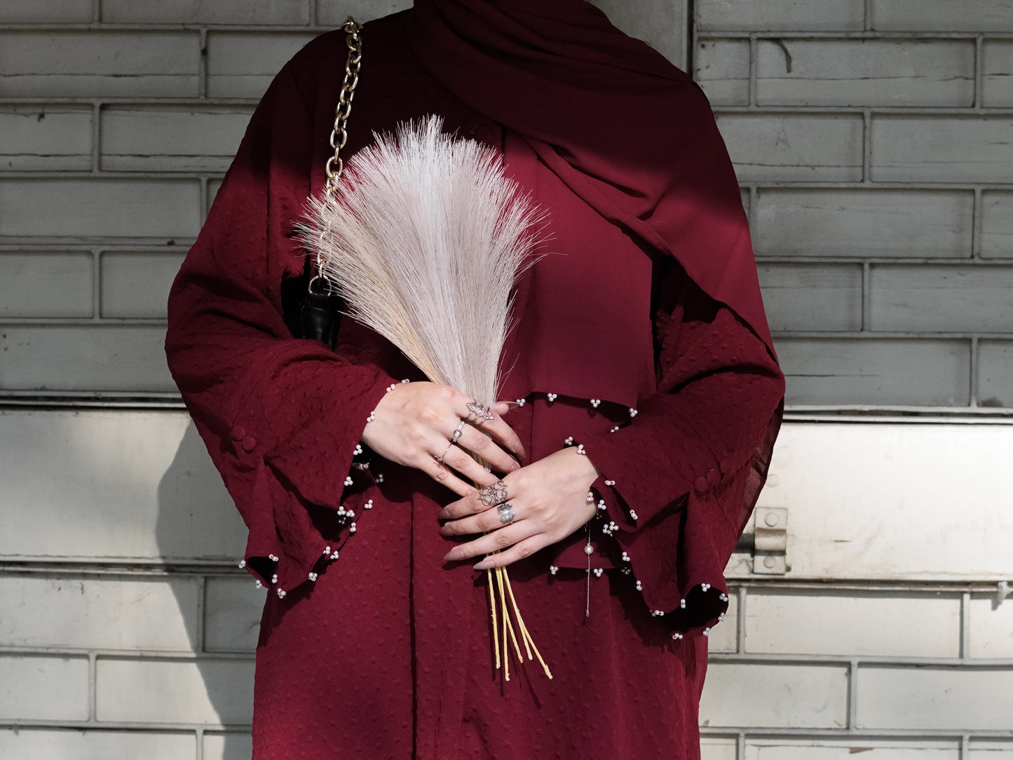 Maroon - Textured Abaya