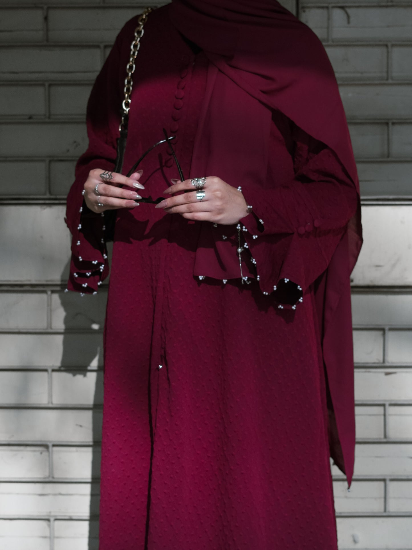 Maroon - Textured Abaya
