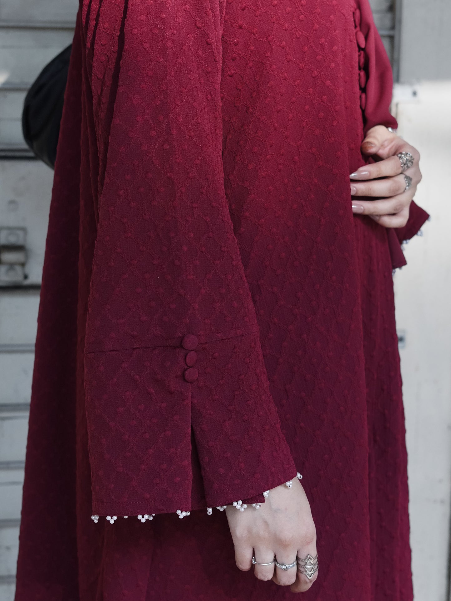 Maroon - Textured Abaya