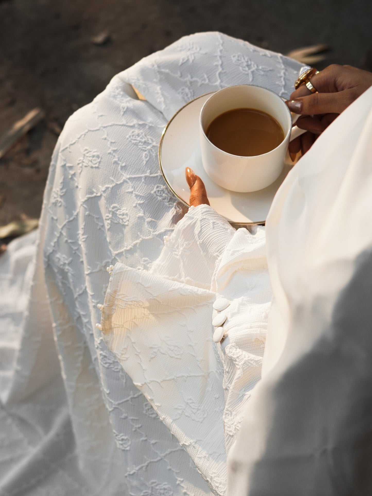 Pearl White - Textured Abaya