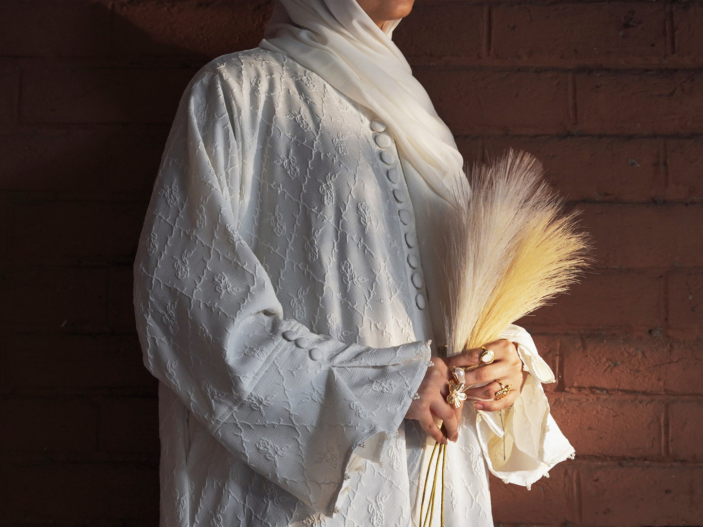 Pearl White - Textured Abaya