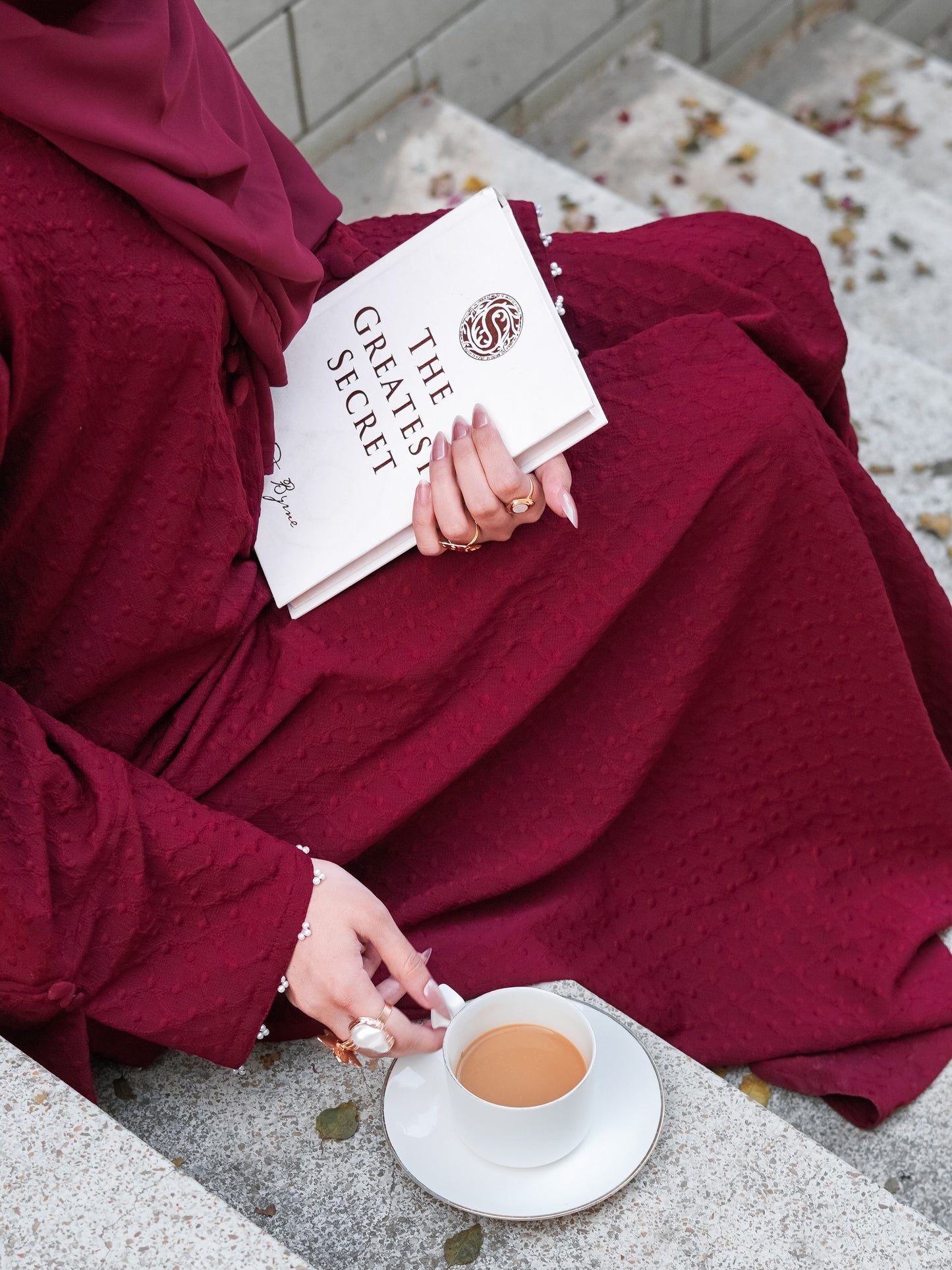 Maroon - Textured Abaya