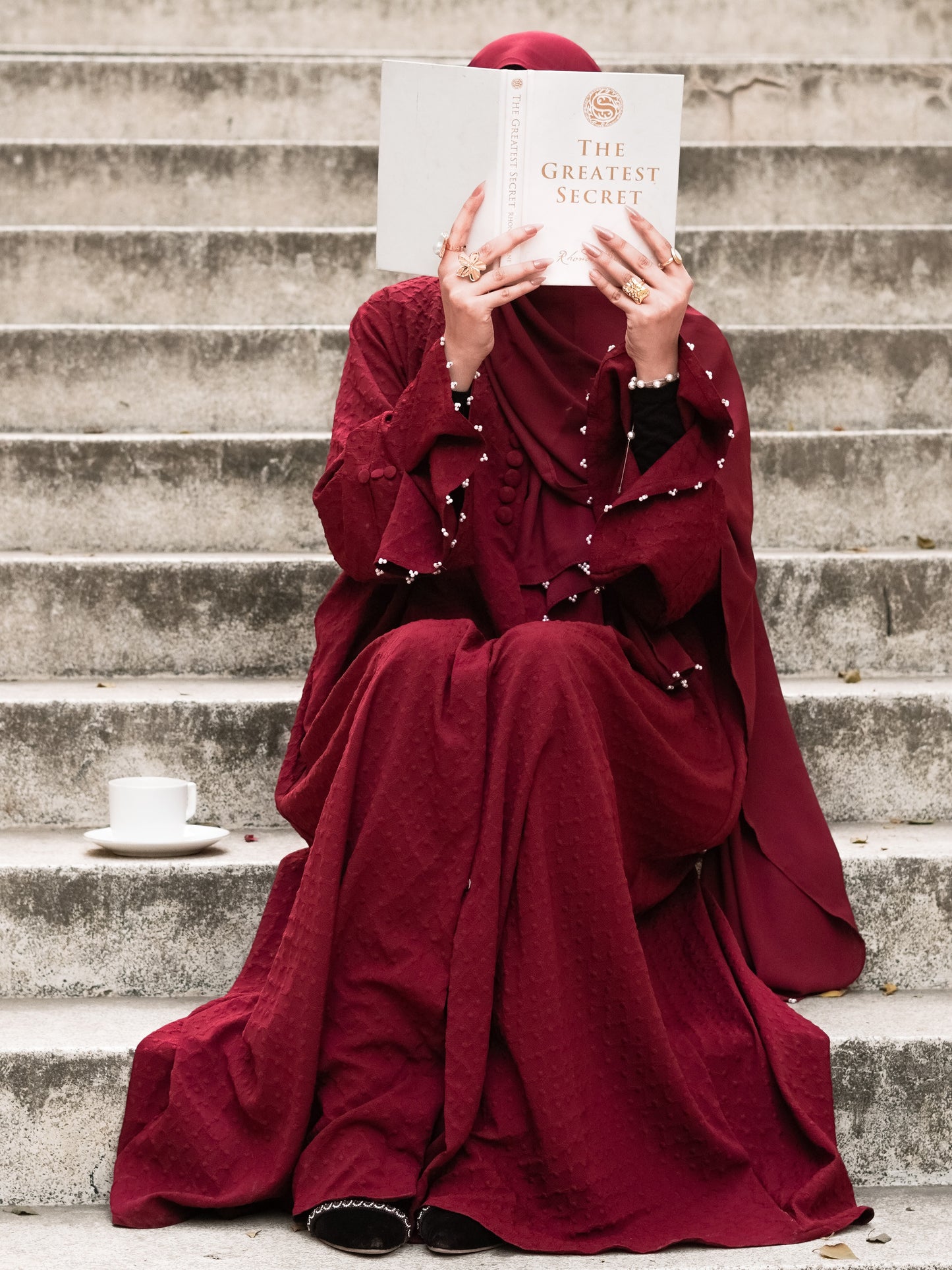 Maroon - Textured Abaya