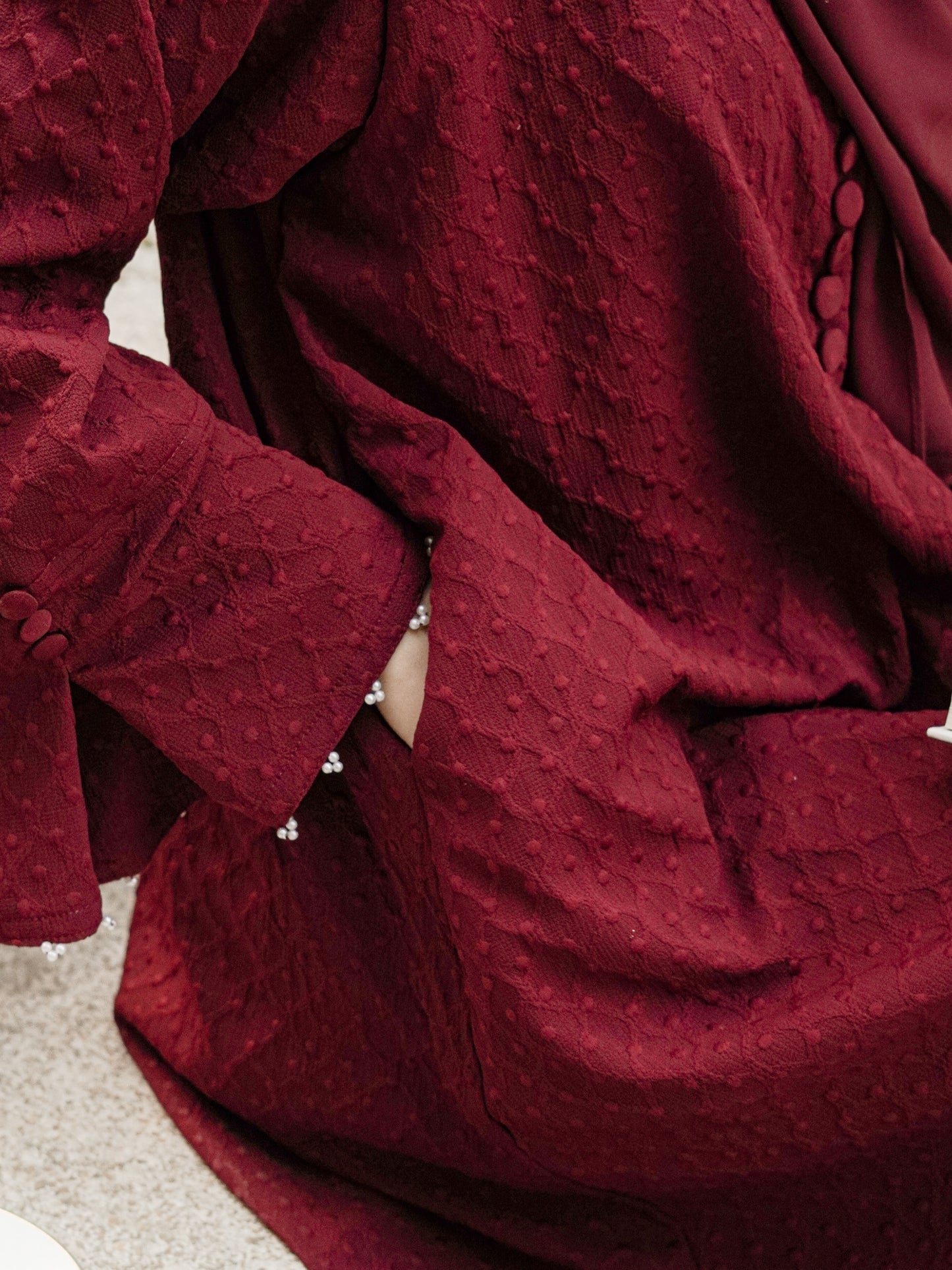 Maroon - Textured Abaya