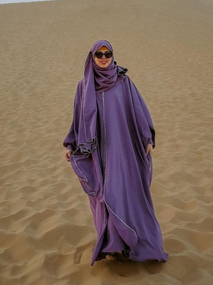 Purple - Drape Abaya Set