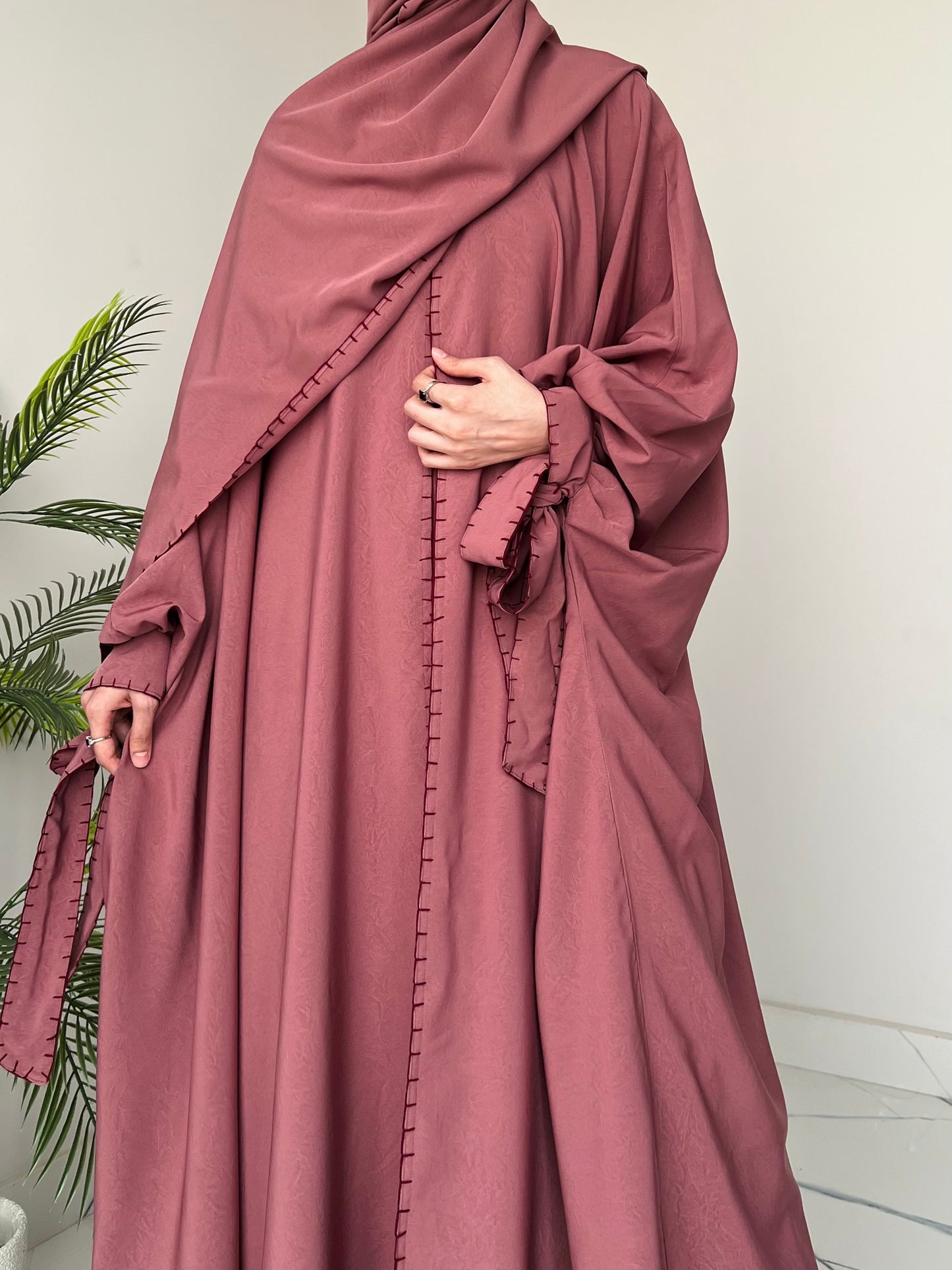 Pink - Drape Abaya Set