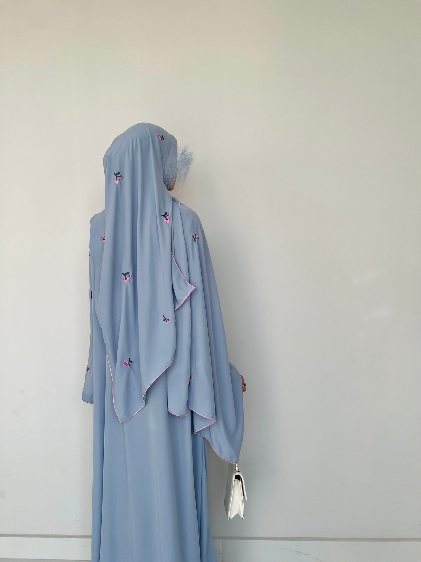 Lotus Blue - Embroidered Abaya