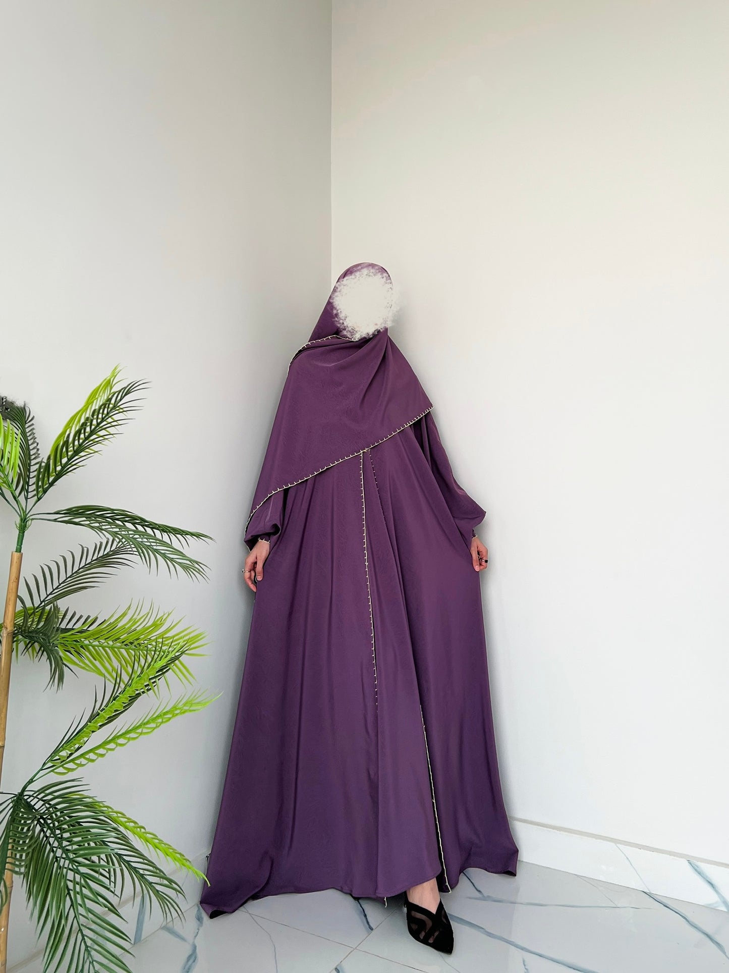 Purple - Drape Abaya Set