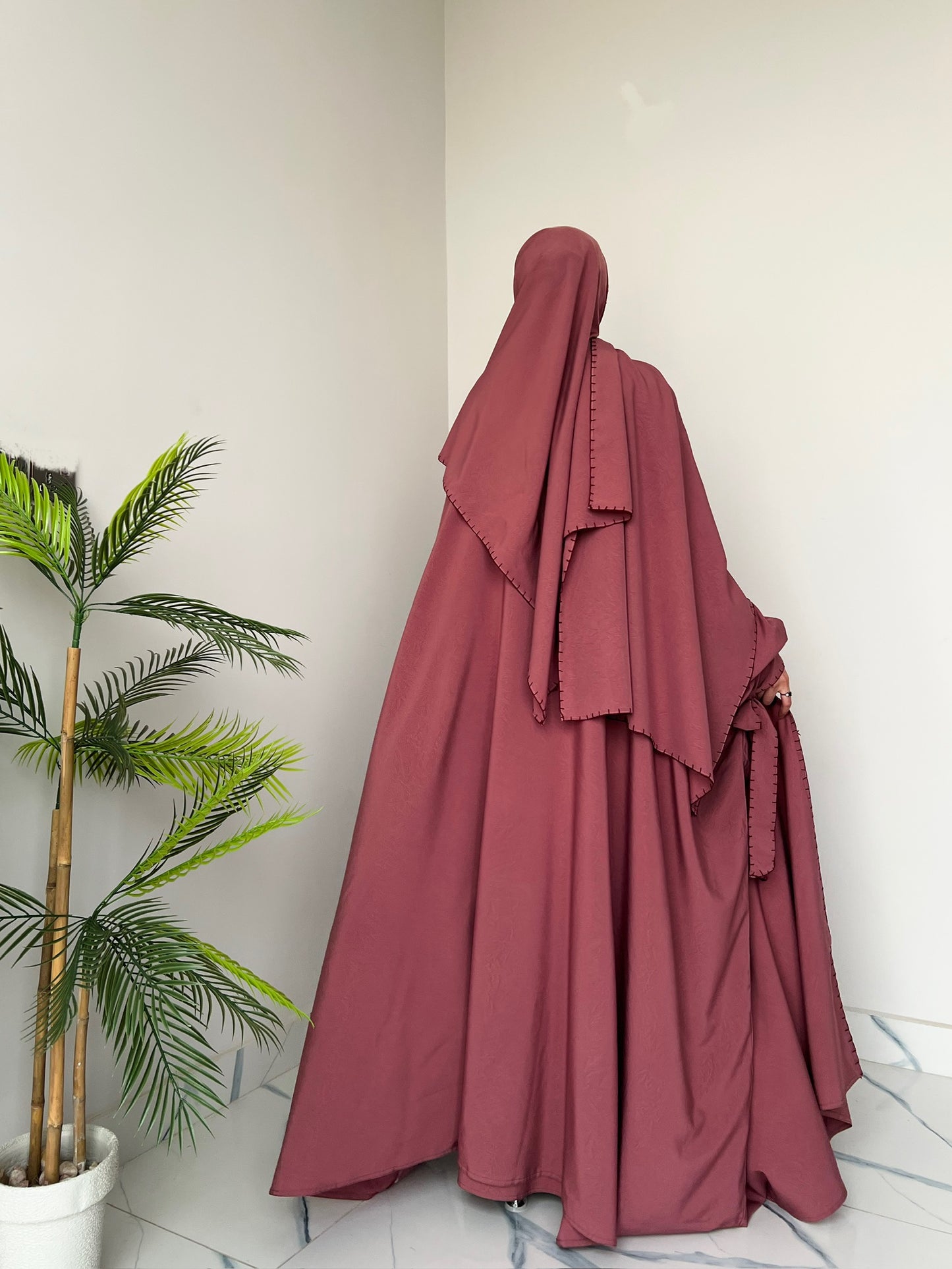 Pink - Drape Abaya Set