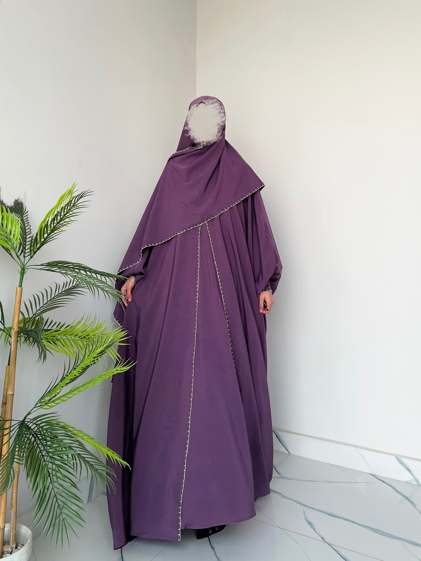 Purple - Drape Abaya Set