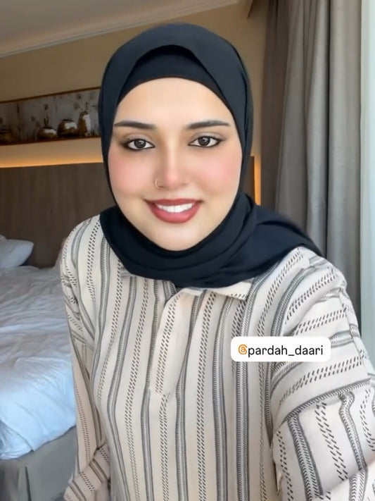 Beige Stripped - Modest Dress