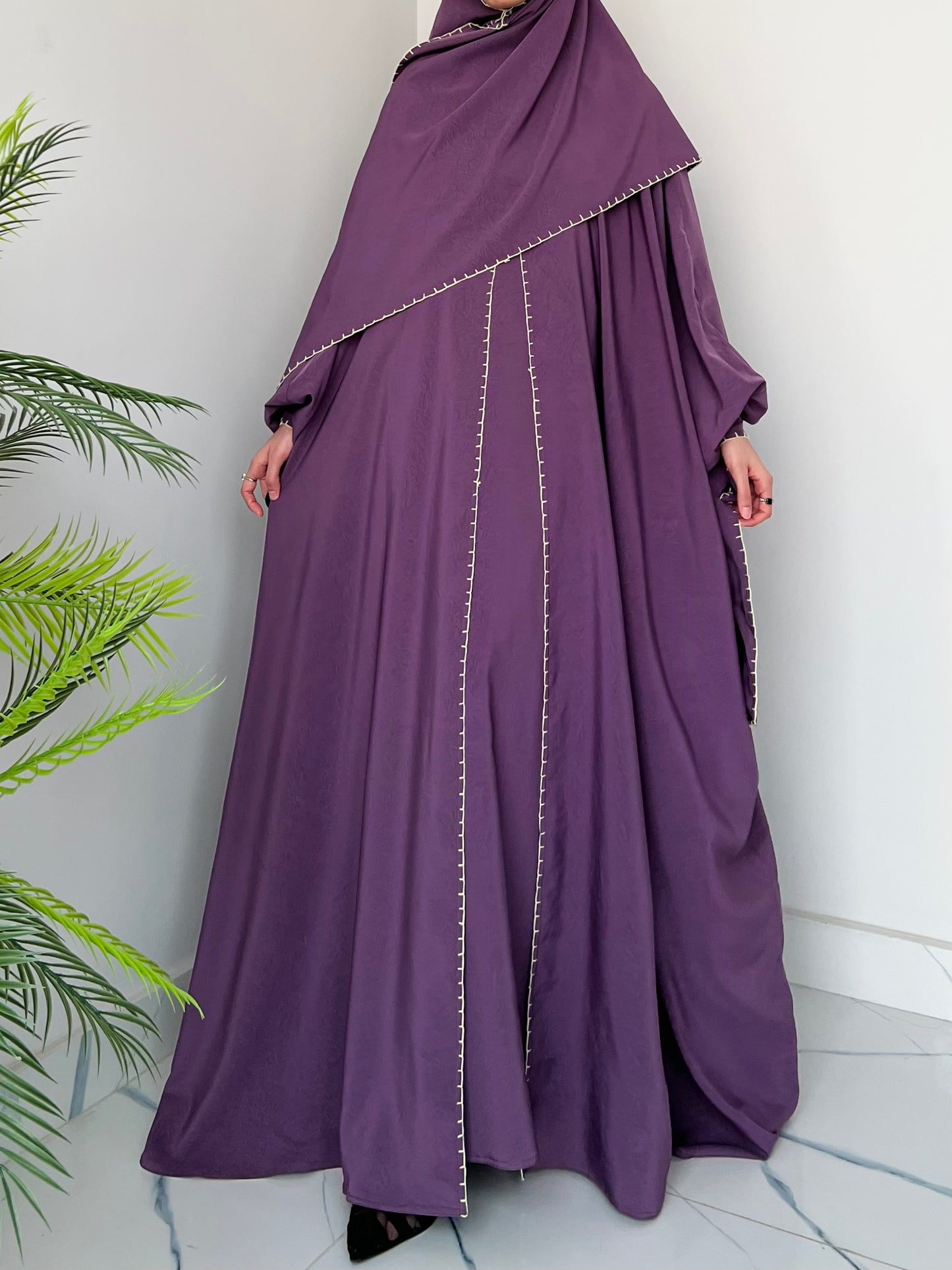Purple - Drape Abaya Set
