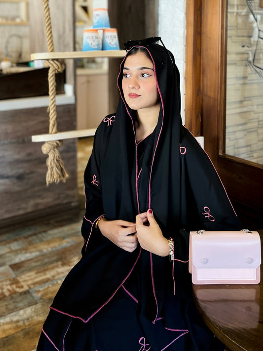 Bow Embroidered Abaya