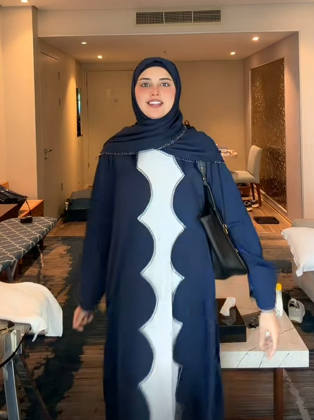 Blue Wavelet Abaya Set