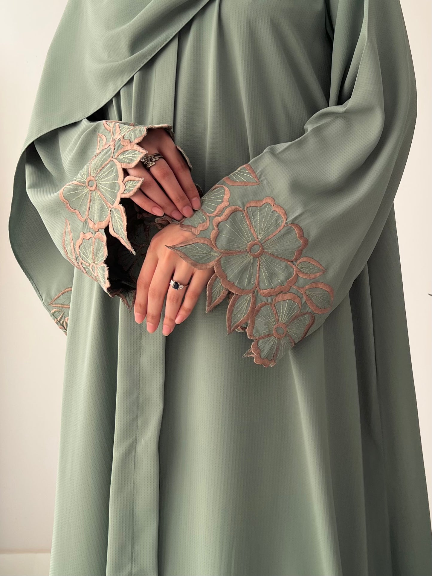 Sage Green - Flora Embroidered Abaya