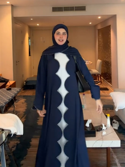 Blue Wavelet Abaya Set