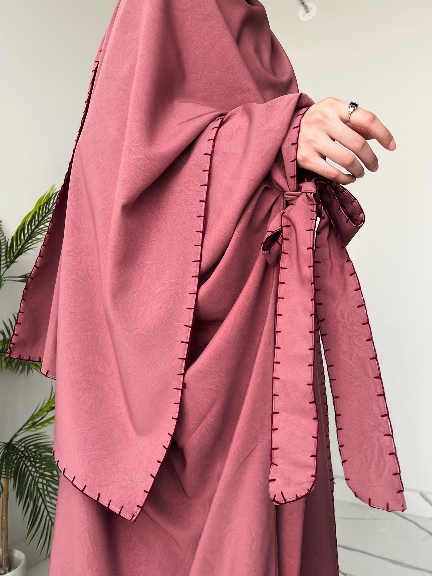 Pink - Drape Abaya Set
