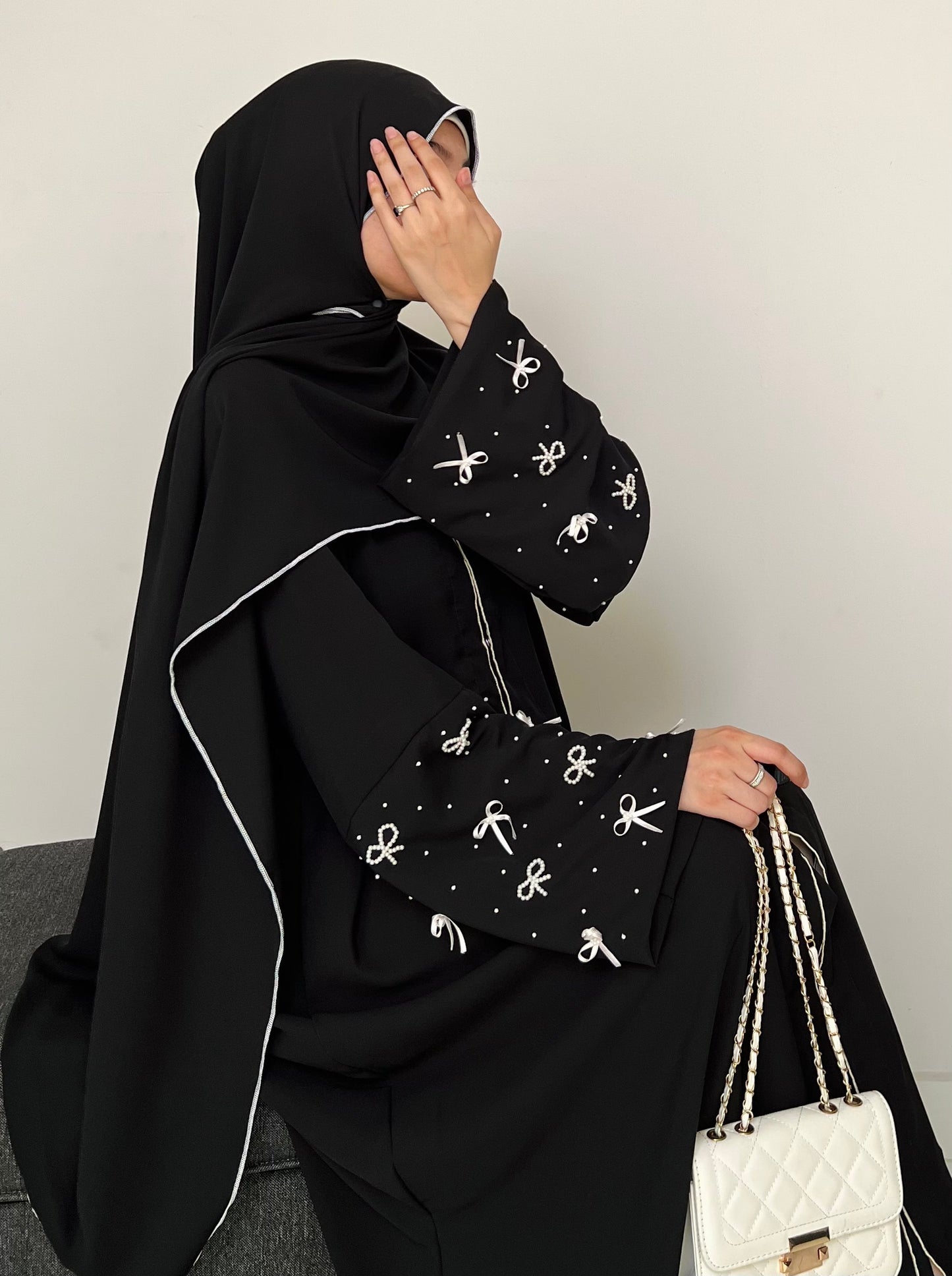 Black Bow Handwork Abaya