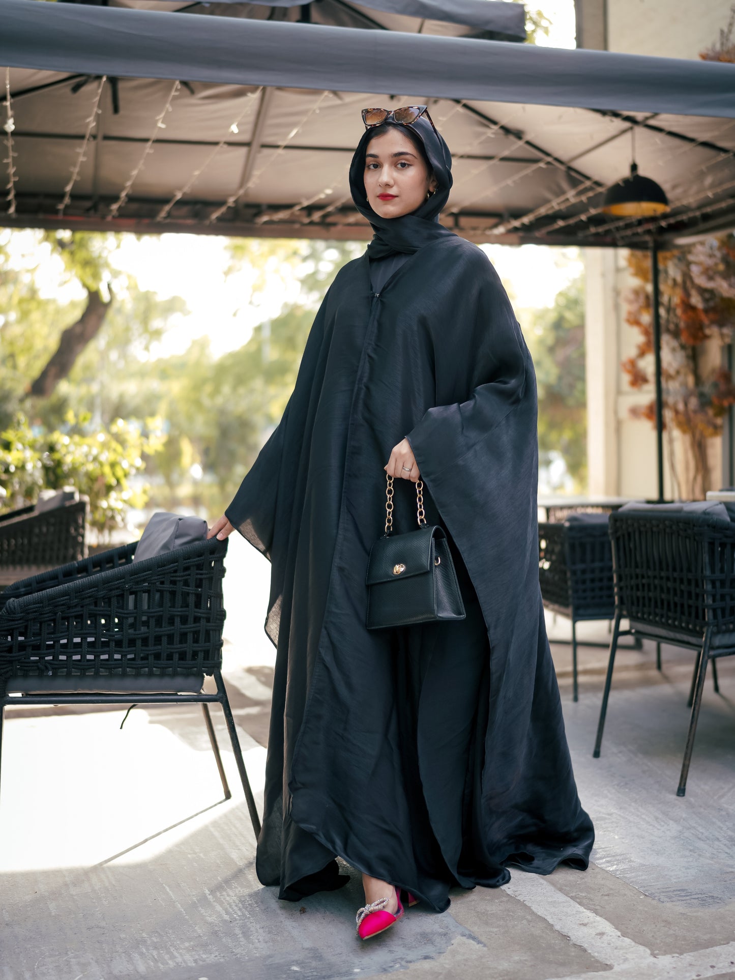 BLACK - HOOR LUXURY SILK ABAYA SET