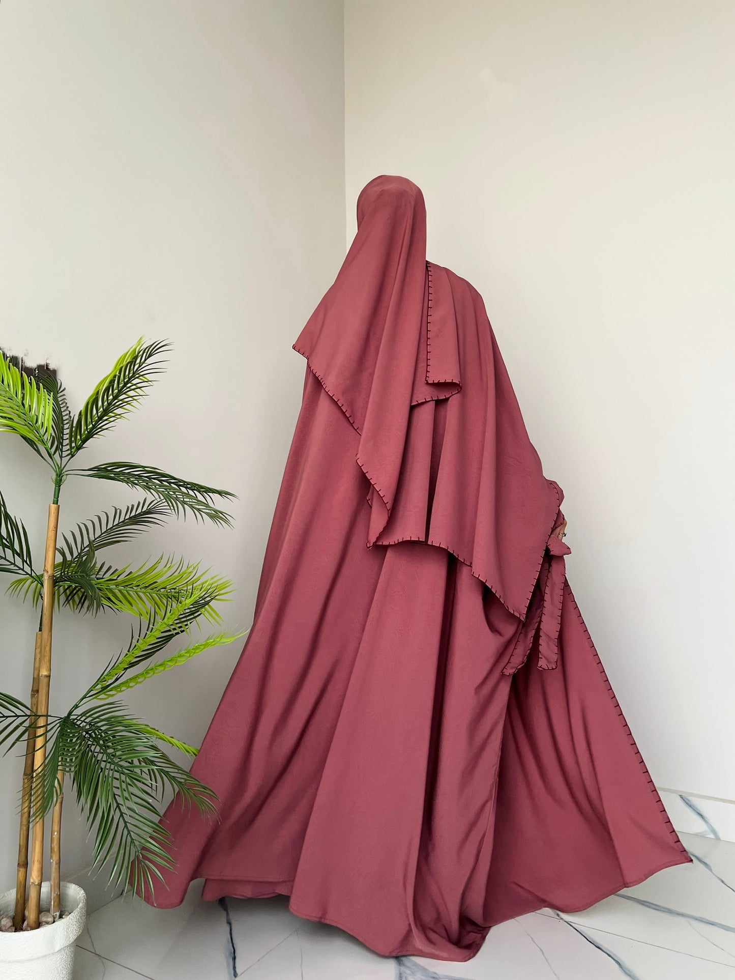 Pink - Drape Abaya Set