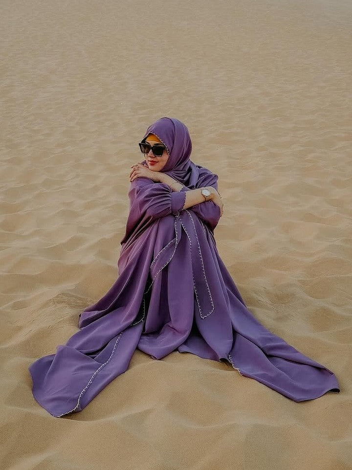 Purple - Drape Abaya Set