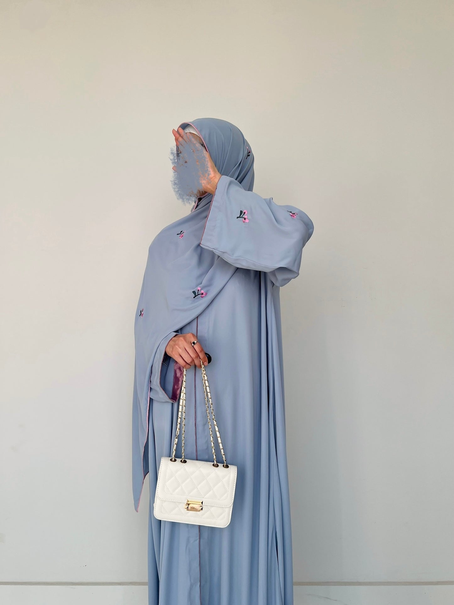 Lotus Blue - Embroidered Abaya