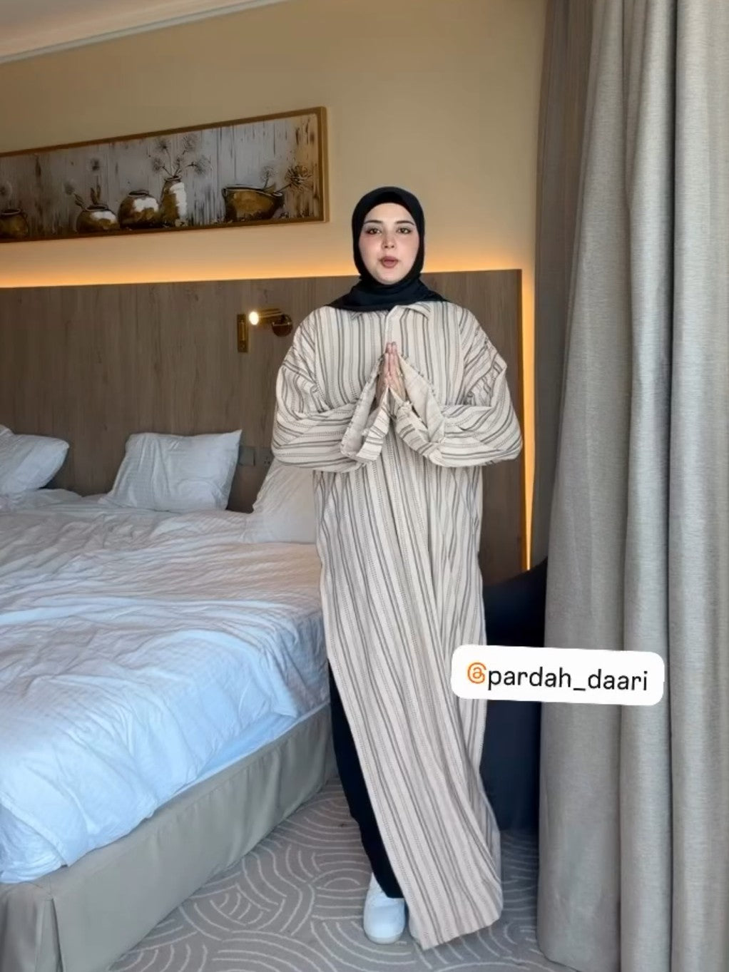 Beige Stripped - Modest Dress