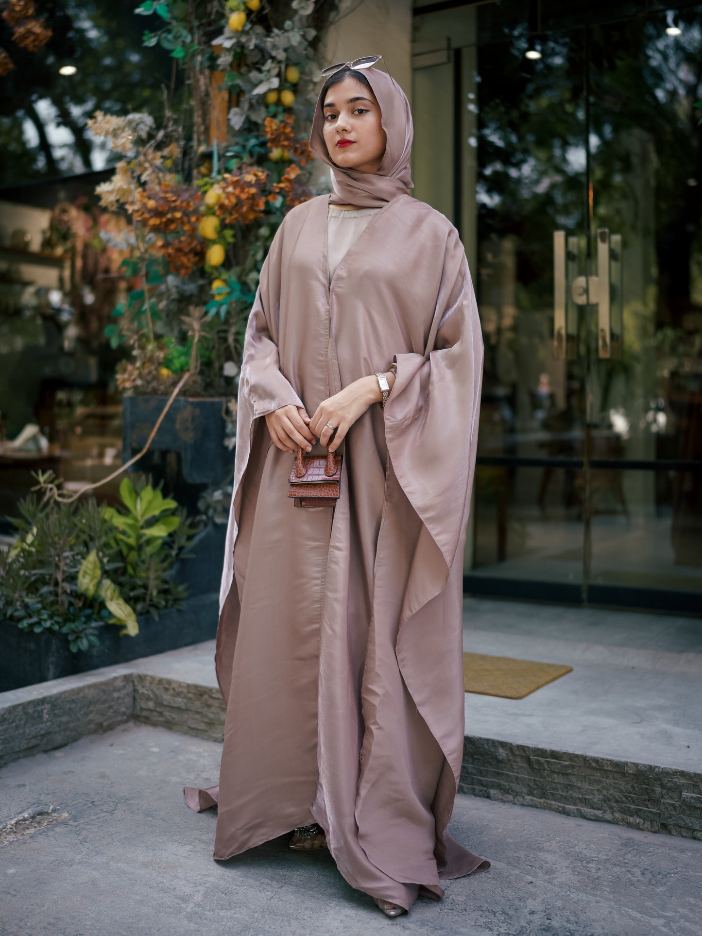 MUDDY BEIGE - HOOR LUXURY SILK ABAYA SET