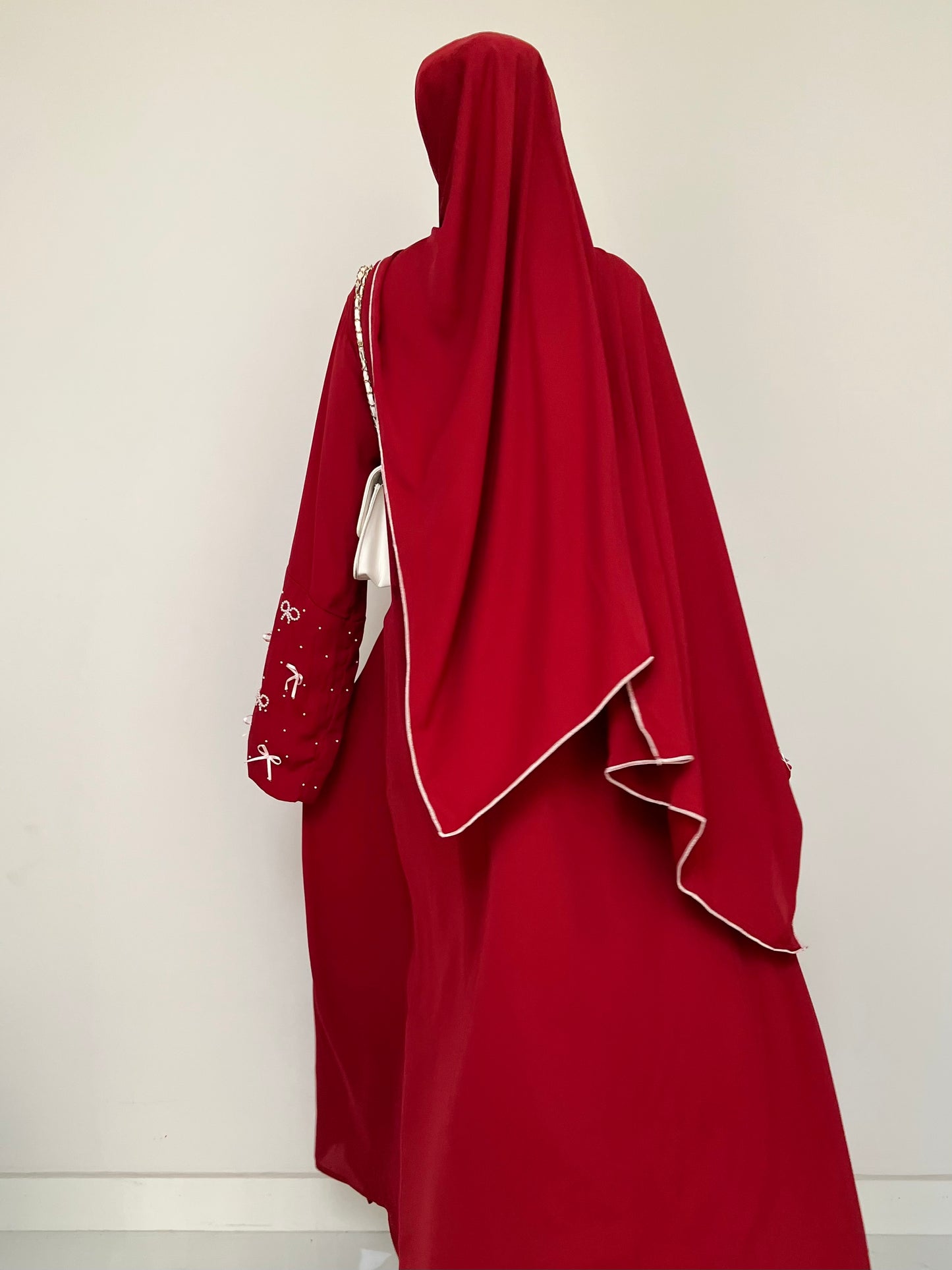 Cherry Red - Handwork Bows Abaya