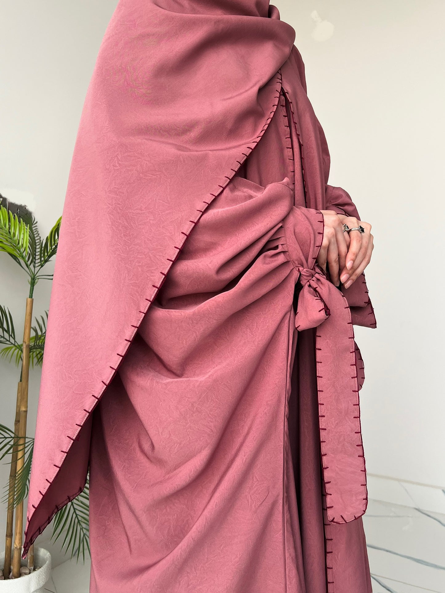 Pink - Drape Abaya Set