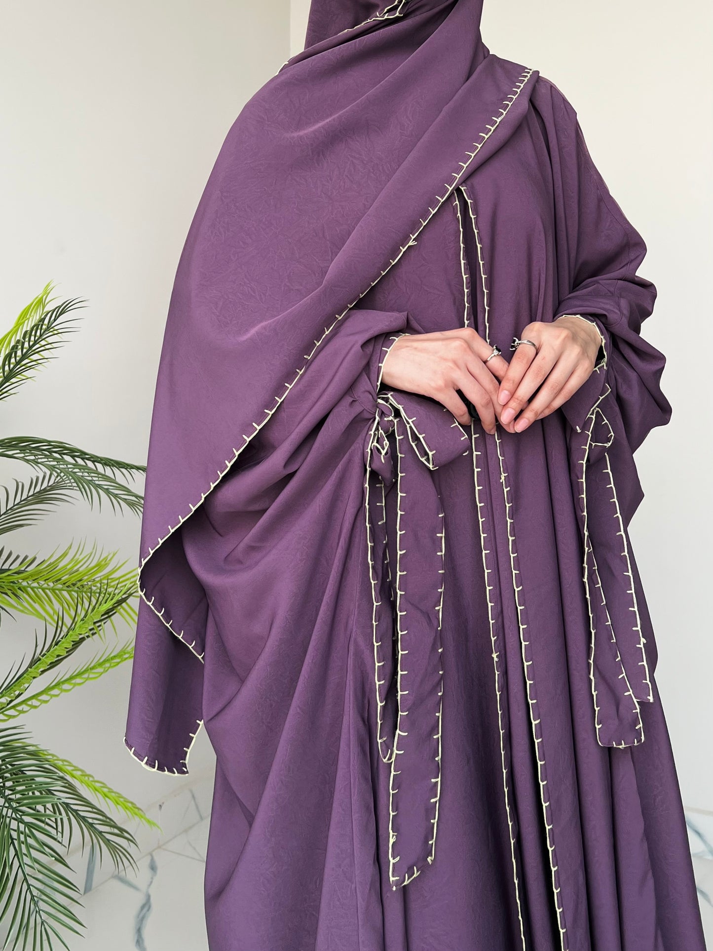 Purple - Drape Abaya Set