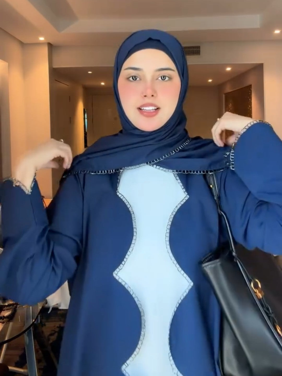 Blue Wavelet Abaya Set