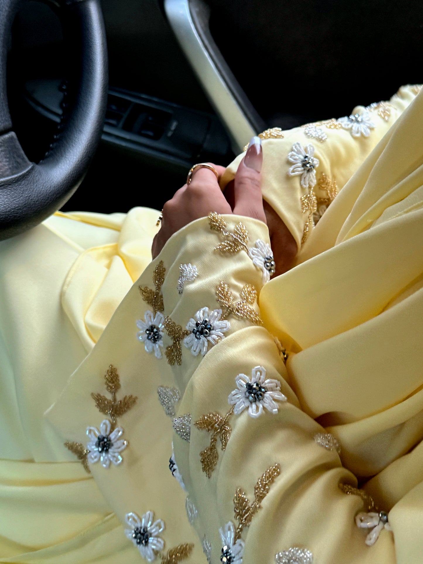 Butter Yellow - Raya Embellished Abaya Set