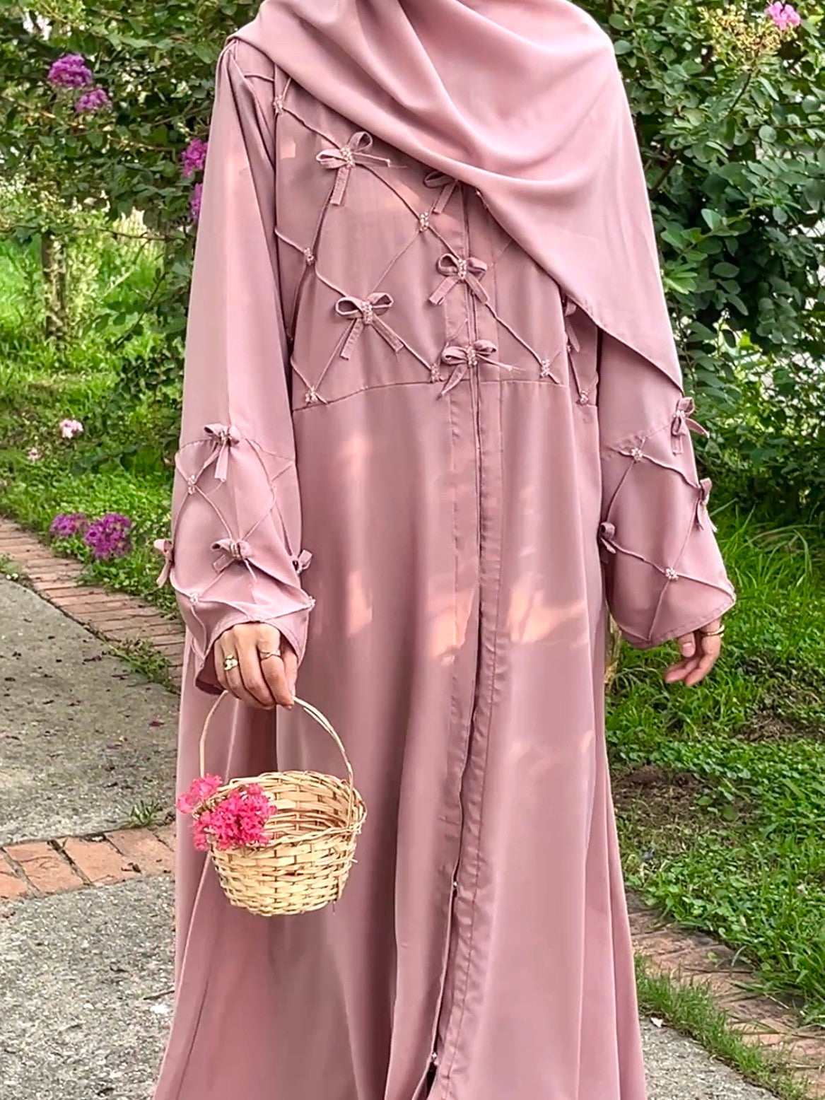 Rose Knot Abaya Set