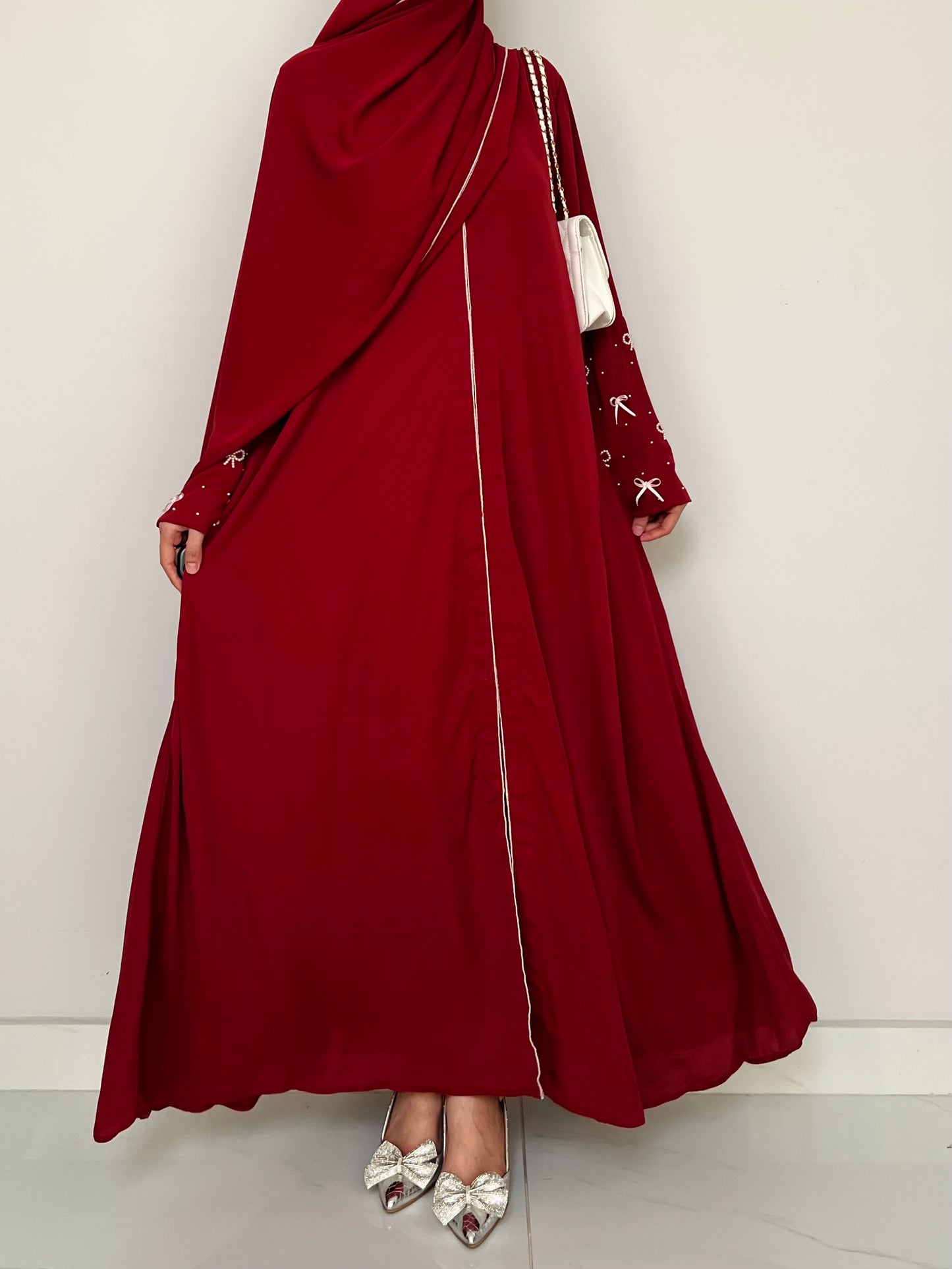 Cherry Red - Handwork Bows Abaya