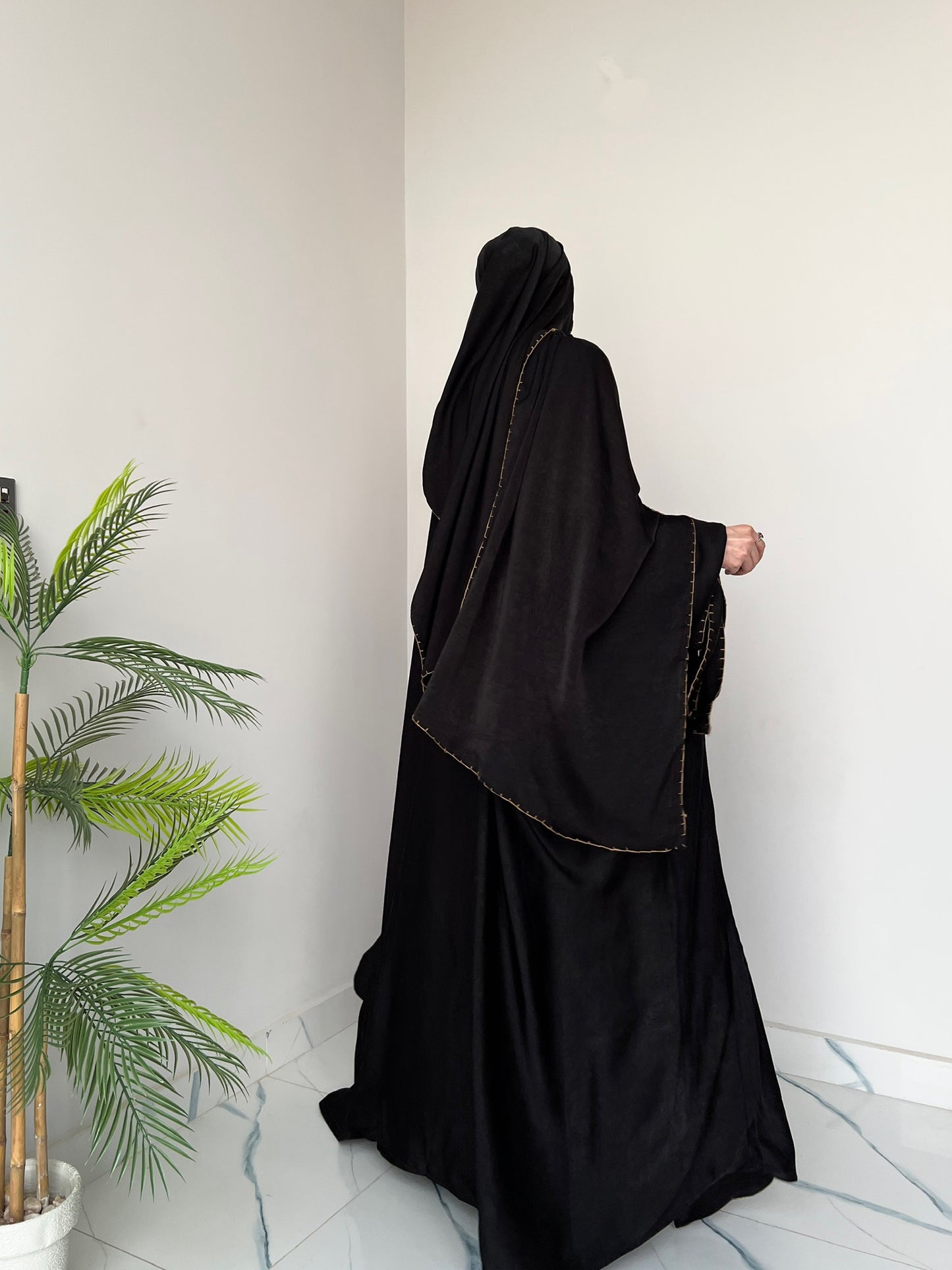 Black - Drape Abaya Set