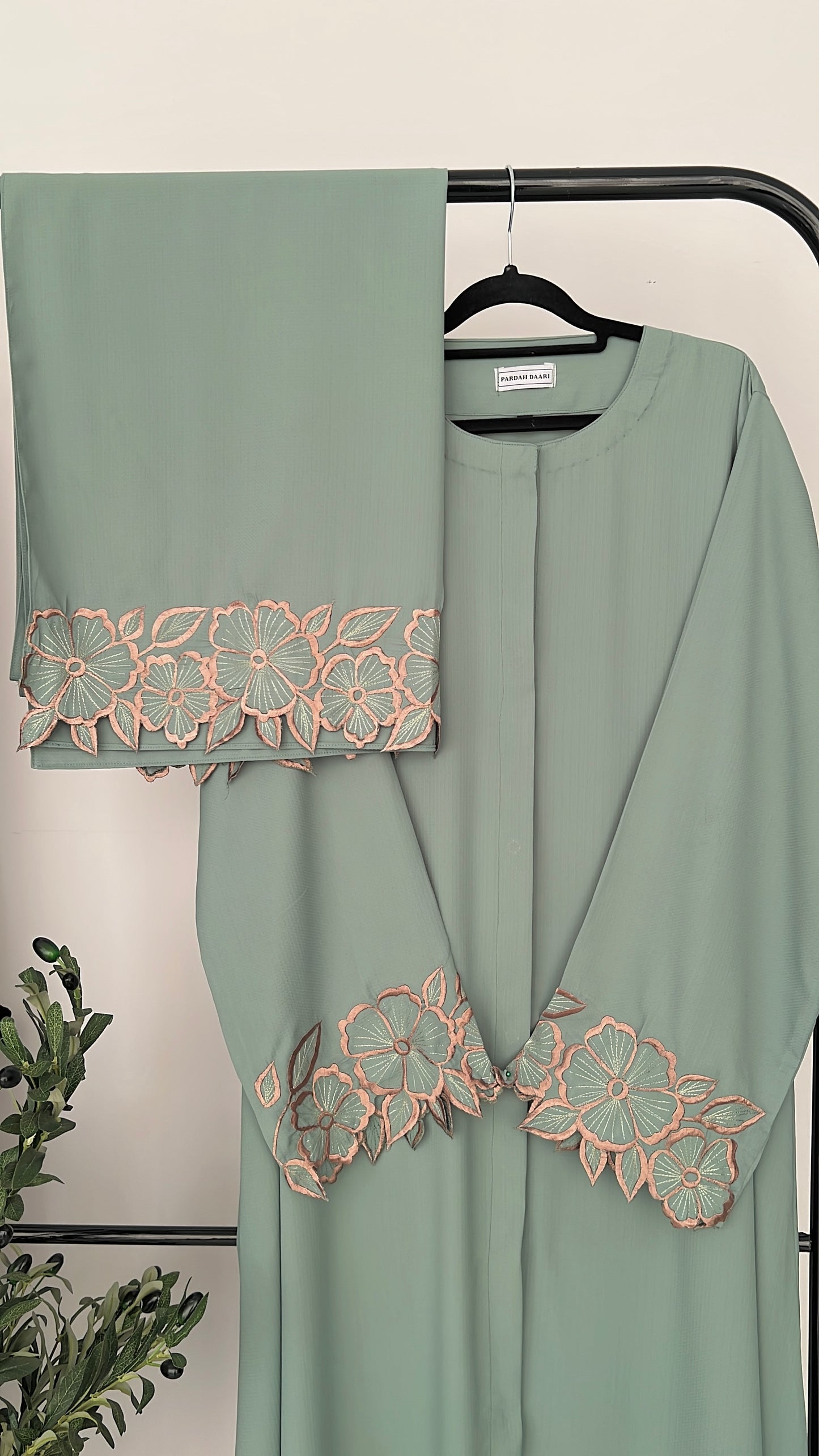 Sage Green - Flora Embroidered Abaya