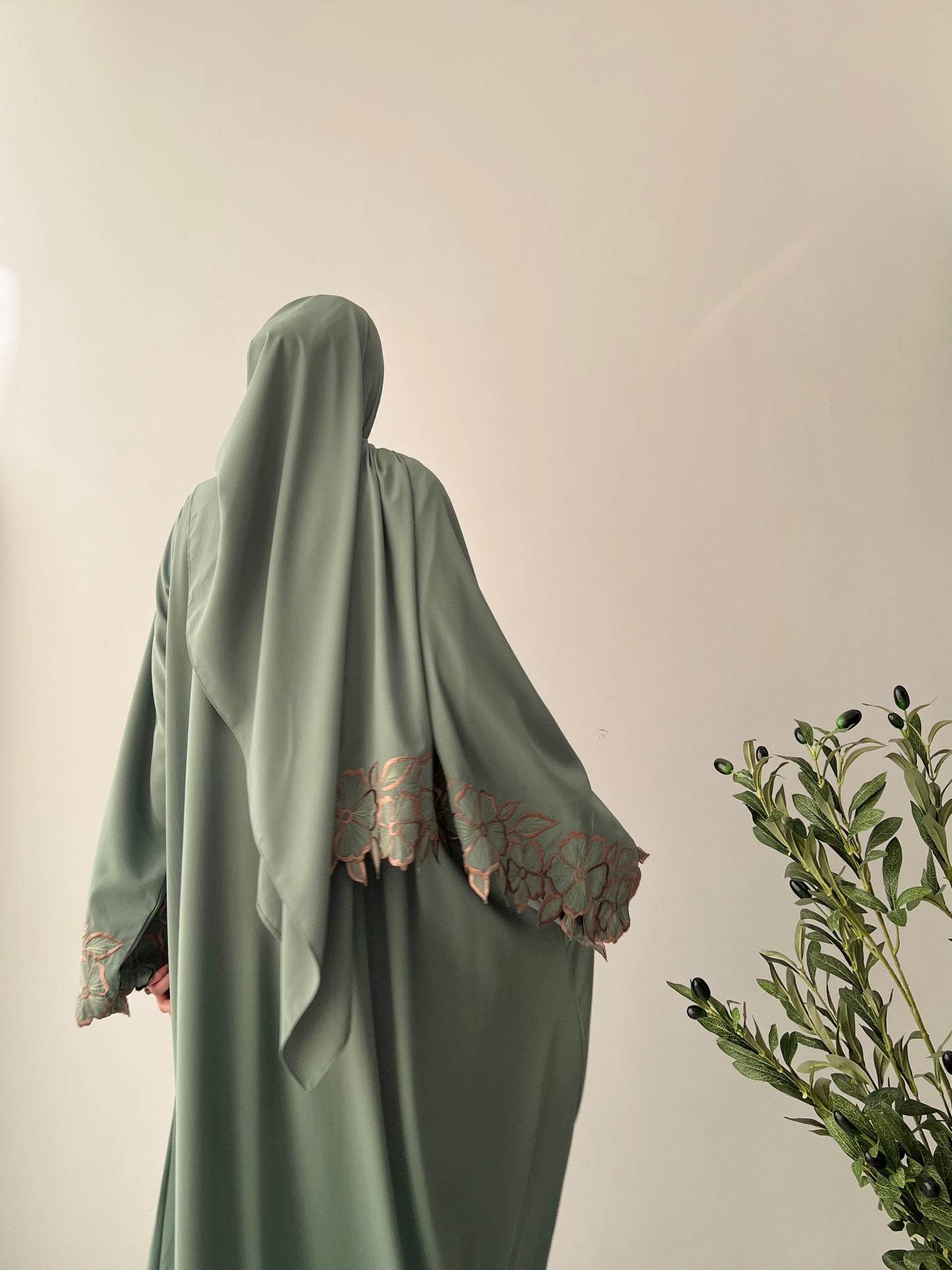 Sage Green - Flora Embroidered Abaya