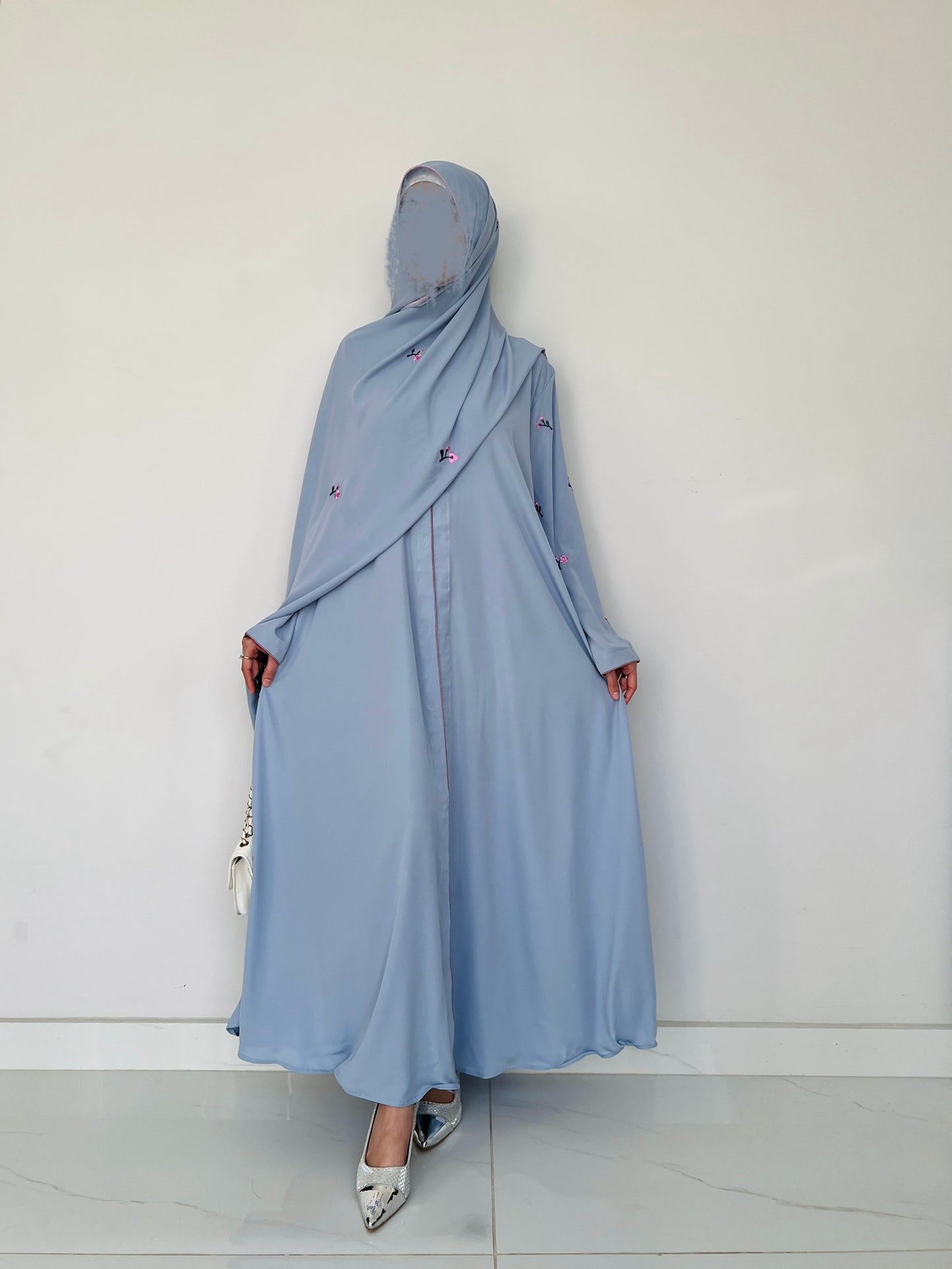 Lotus Blue - Embroidered Abaya